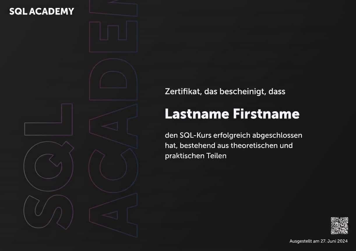 Beispiel eines Zertifikats