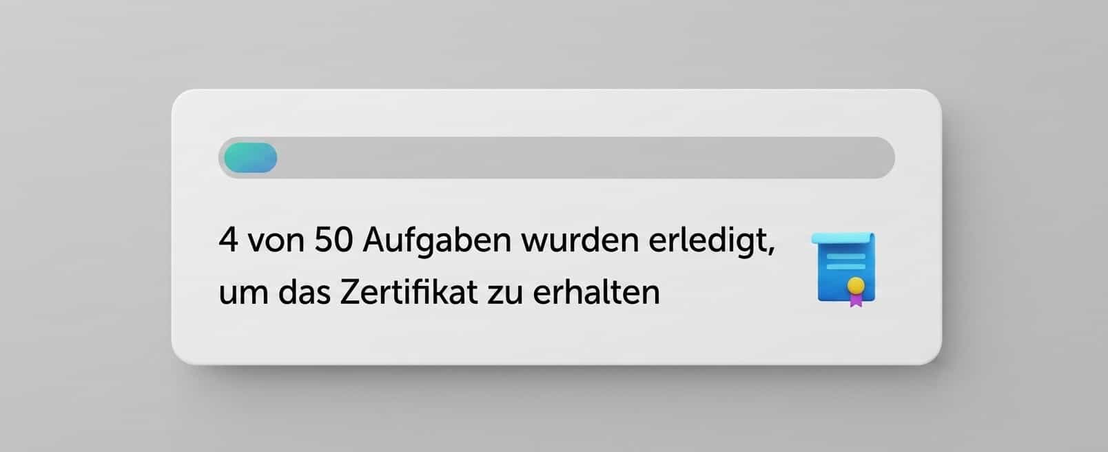 Fortschrittsbalken bis zum Zertifikat