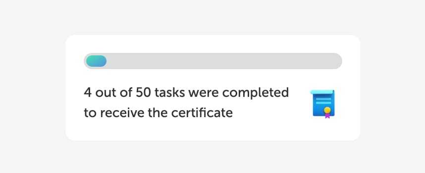 Progress bar before receiving a certificate