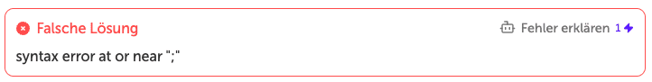 KI-Assistent erklärt einen Fehler in einer SQL-Query